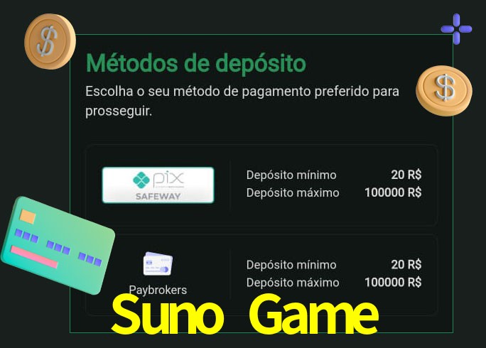 O cassino Suno Game oferece uma grande variedade de métodos de pagamento